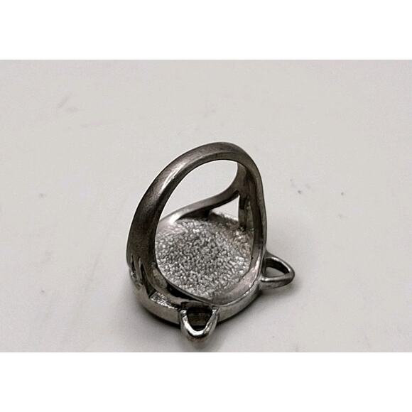 Vintage Cat Face Ring Silver Tone Black Enamel US Size 5.5 - Picture 6 of 8